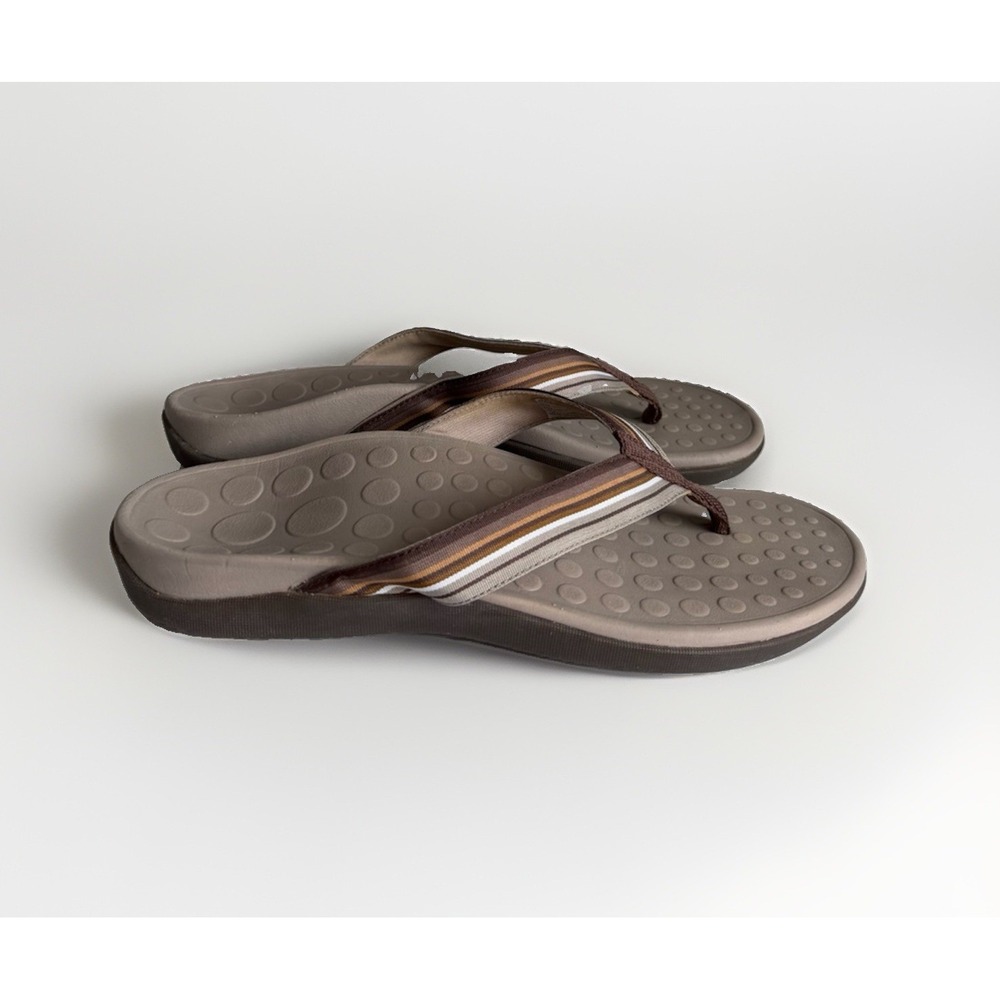 Orthaheel by Vionic Island Women's 10 Taupe Metallic Orthotic Flip Flops